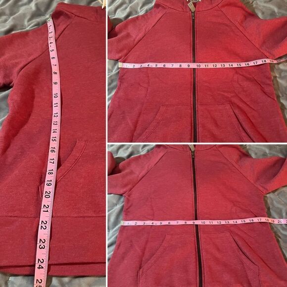 Modcloth Next Level Love My Ugly Christmas Sweater Zip Hoodie Sweatahirt Red L - Picture 10 of 12